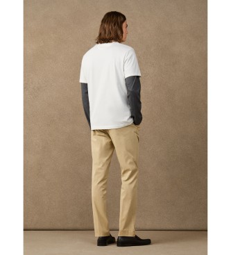 Hackett London T-shirt con piccolo logo H, color bianco sporco