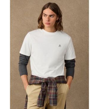 Hackett London T-shirt con piccolo logo H, color bianco sporco