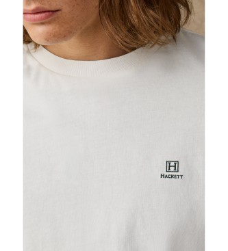 Hackett London T-shirt con piccolo logo H, color bianco sporco