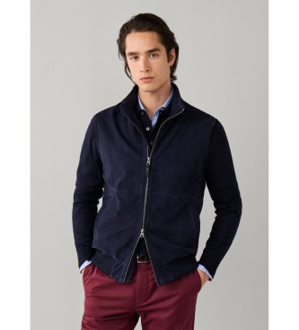 Hackett London Colete de pele Rib marinho