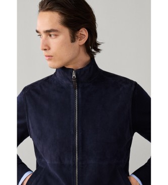 Hackett London Colete de pele Rib marinho