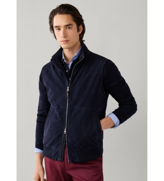 Hackett London Colete de pele Rib marinho