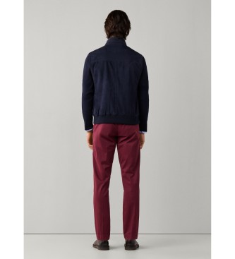 Hackett London Colete de pele Rib marinho