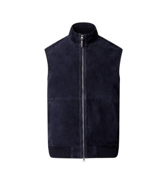 Hackett London Colete de pele Rib marinho