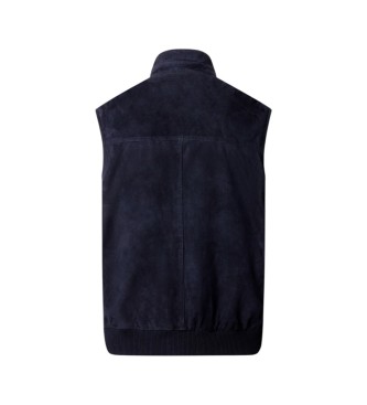 Hackett London Colete de pele Rib marinho