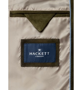 Hackett London Colete de pele Rib verde-oliva