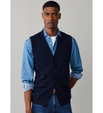Hackett London Gilet Merino Cash Mix marine