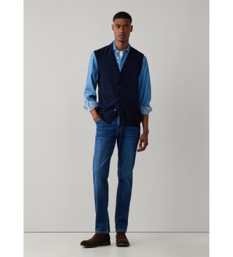 Hackett London Gilet Merino Cash Mix marine