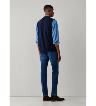Hackett London Gilet Merino Cash Mix marine