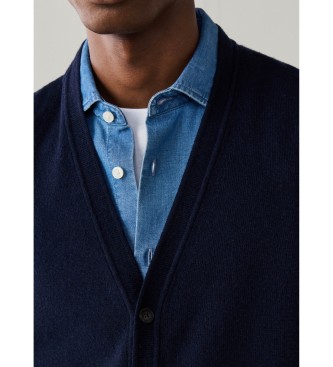 Hackett London Gilet Merino Cash Mix marine