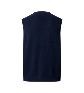 Hackett London Gilet Merino Cash Mix marine