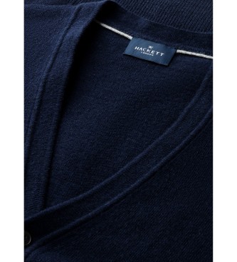 Hackett London Gilet Merino Cash Mix marine