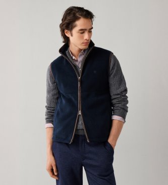 Hackett London Colete Polar Fleece azul-marinho