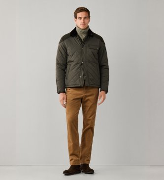 Hackett London Veste en cuir Kinloch Hybrid vert olive