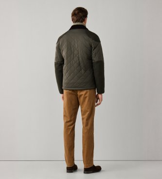 Hackett London Veste en cuir Kinloch Hybrid vert olive