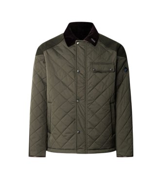 Hackett London Veste en cuir Kinloch Hybrid vert olive