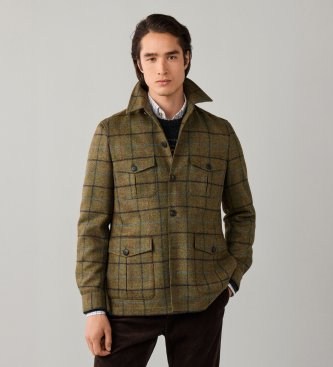 Hackett London Veste Green Tattersall verte