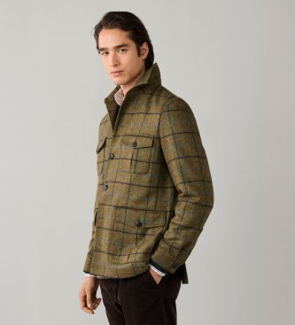 Hackett London Veste Green Tattersall verte