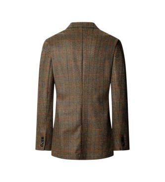 Hackett London Giacca Cash Tattersall verde-marrone