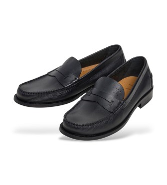 Hackett London Sapatos de couro preto Chesfield Nap