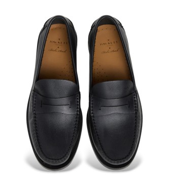 Hackett London Sapatos de couro preto Chesfield Nap