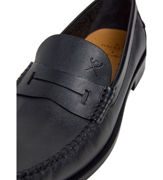 Hackett London Sapatos de couro preto Chesfield Nap