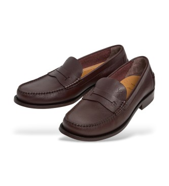Hackett London Sapatos de couro castanho Chesfield Nap