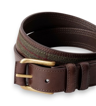 Hackett London Horse N Hound olive green leather belt