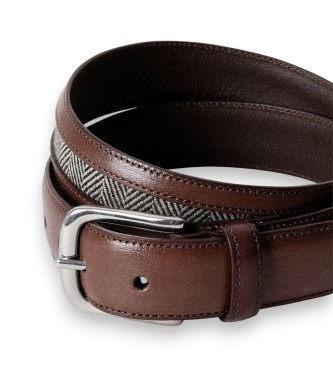 Hackett London Bruine Hrbone leren riem