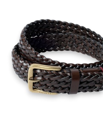 Hackett London Brown Plait leather belt