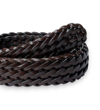 Hackett London Brown Plait leather belt