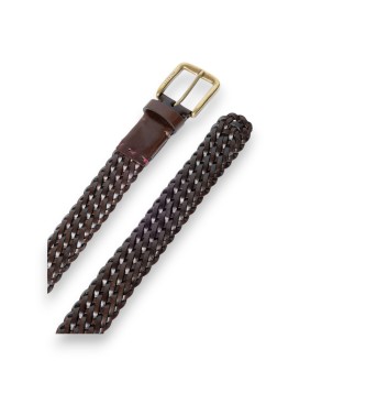 Hackett London Brown Plait leather belt