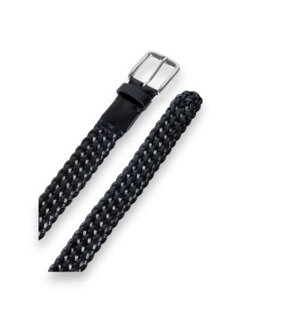 Hackett London Czarny skórzany pasek Plait