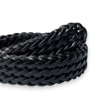 Hackett London Czarny skórzany pasek Plait