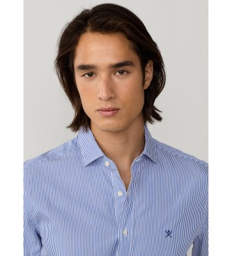 Hackett London Camisa bengala �s riscas azul alfaiataria de corte urbano
