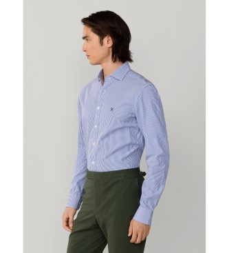 Hackett London Camisa bengala �s riscas azul alfaiataria de corte urbano