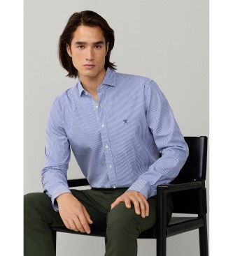 Hackett London Camisa bengala �s riscas azul alfaiataria de corte urbano