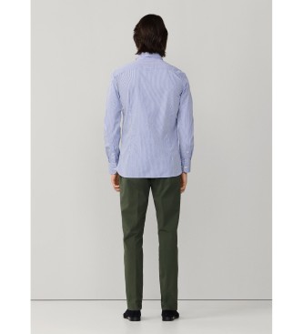 Hackett London Camisa bengala �s riscas azul alfaiataria de corte urbano