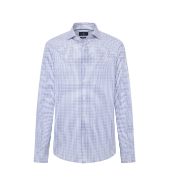 Hackett London Hemd Class Twill Tattersal blau