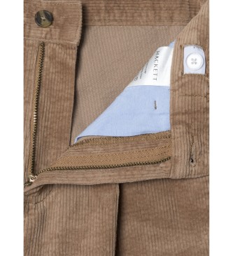 Hackett London Brązowe spodnie sztruksowe