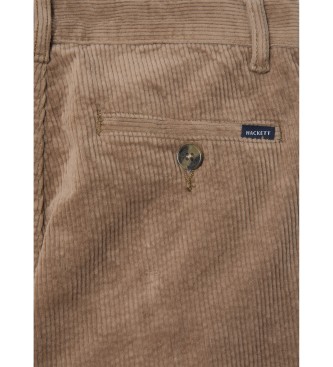 Hackett London Brązowe spodnie sztruksowe
