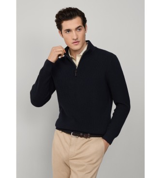 Hackett London Pullover Rippe Hzip navy