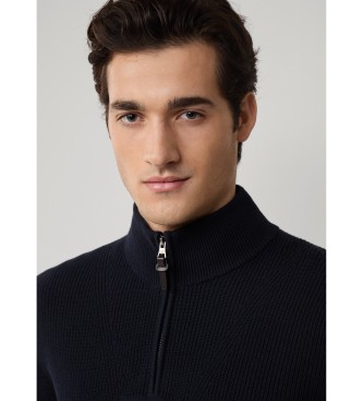 Hackett London Pullover Rippe Hzip navy