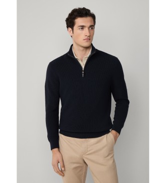 Hackett London Pullover Rippe Hzip navy