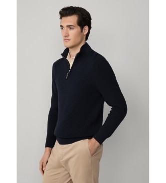 Hackett London Pullover Rippe Hzip navy