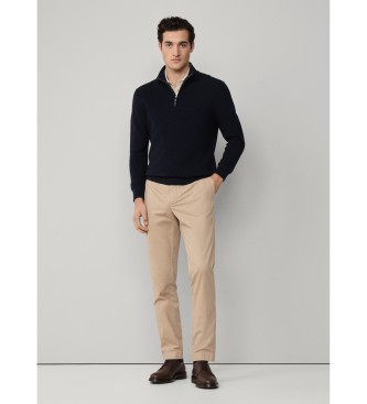 Hackett London Pullover Rippe Hzip navy