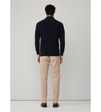 Hackett London Pullover Rippe Hzip navy