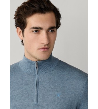 Hackett London maglione blu con cerniera a un quarto