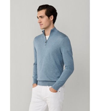 Hackett London maglione blu con cerniera a un quarto