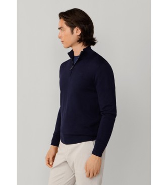 Hackett London Maglia con cerniera blu navy